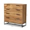 Baxton Studio Franklin Modern and Contemporary Oak Finished Wood and Black Finished Metal 5-Drawer Bedroom Chest 180-13827-Zoro - alternate 4